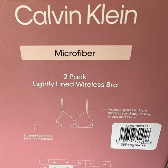 CALVIN KLEIN Bras 2-Pack Small Lightly Lined Wireless Microfiber Black Gray NWT - Picture 6 of 7